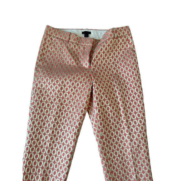J CREW Collection Gold Coral Holiday Straight Ankle Pants Size 4 - Picture 15 of 15